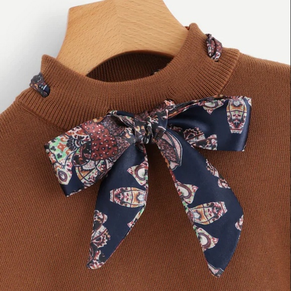 NEW block  cute bow neck sweater - Picture 3 of 3